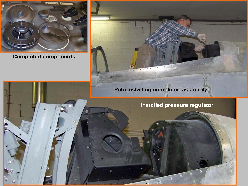 A composite picture that shows the work done to complete the cockpit 
            pressurization unit. 
            Click on the picture to enlarge it.